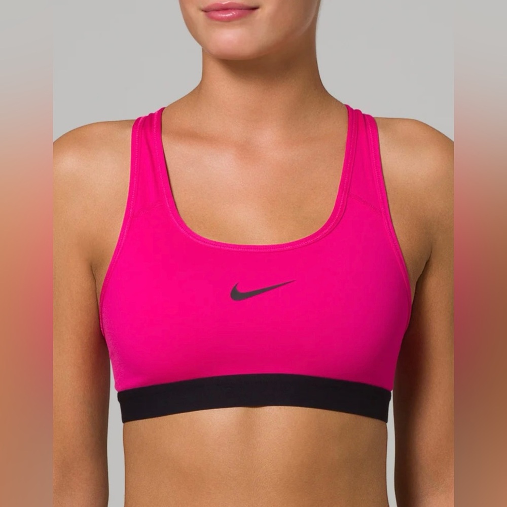 Nike Women’s Dri Fit Medium Support Sport Bra Pink/Black Size L